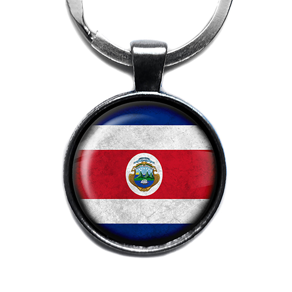 Costa Rica Costa Rican Flag Antique Silver Keychain