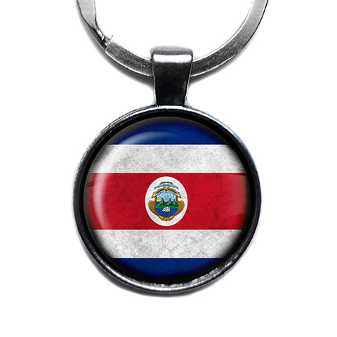 Costa Rica Costa Rican Flag Antique Silver Keychain