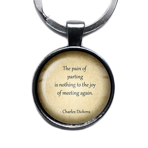 Charles Dickens The Pain of Parting Joy of Meeting Again Antique Silver Keychain