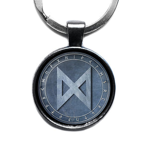 Viking Runes Elder Futhark Rune Circle D Dagaz Dawn Antique Silver Keychain