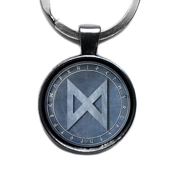 Viking Runes Elder Futhark Rune Circle D Dagaz Dawn Antique Silver Keychain