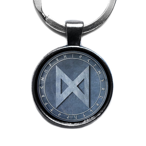 Viking Runes Elder Futhark Rune Circle D Dagaz Dawn Antique Silver Keychain