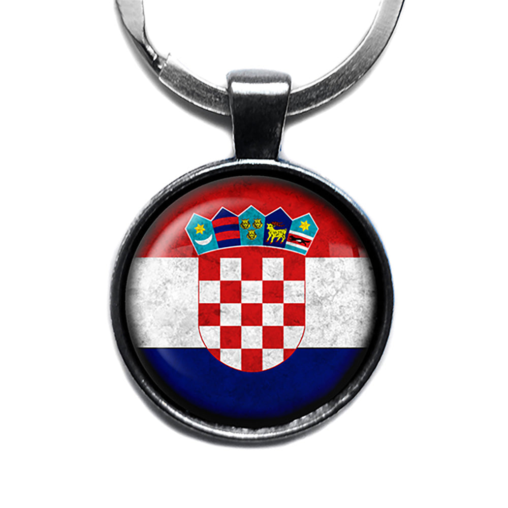 Croatia Croatian Flag Antique Silver Keychain