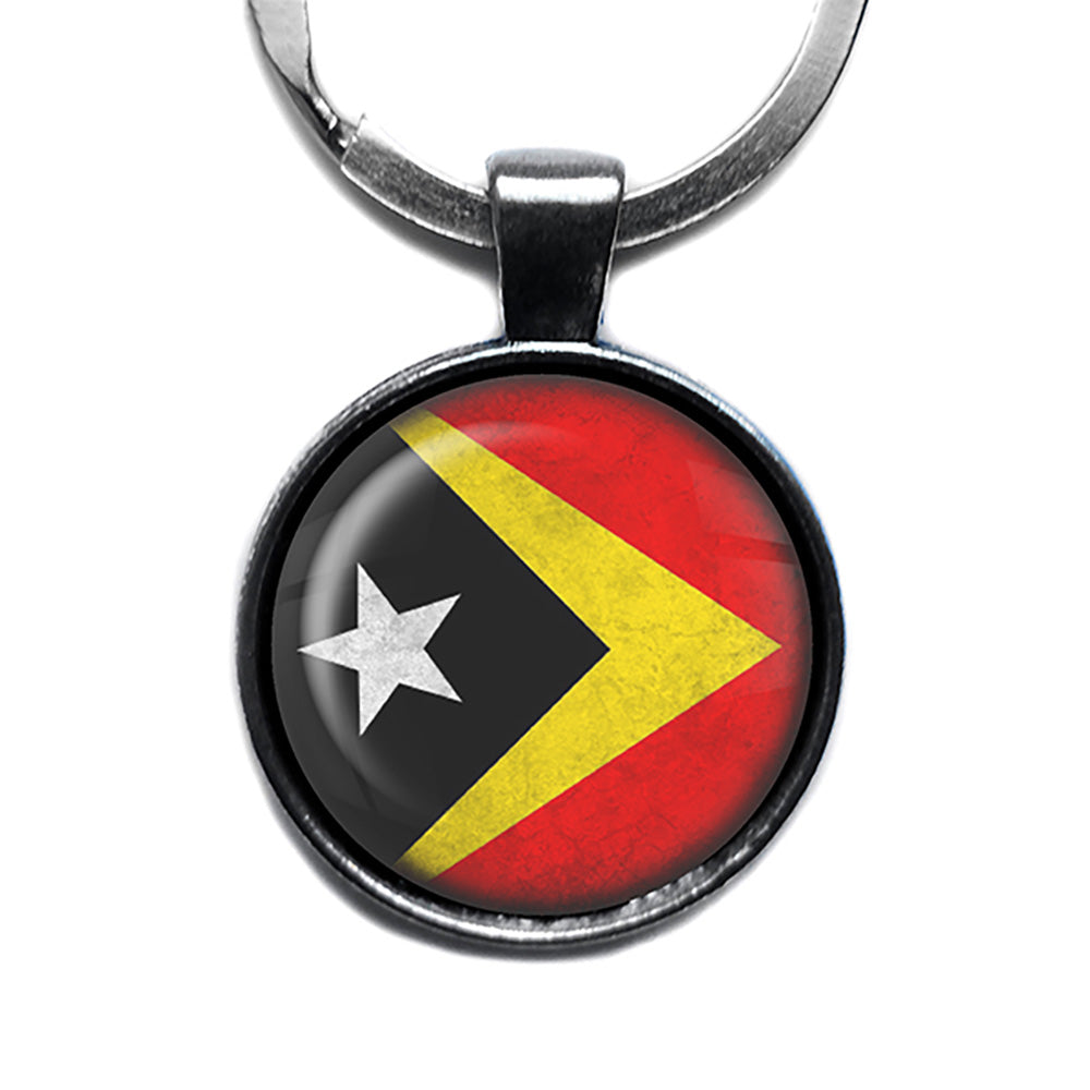East Timor East Timorese Flag Antique Silver Keychain