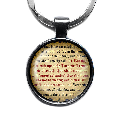 Isaiah 40:31 The LORD Shall Renew their Strength King James Version KJV Bible Antique Silver Keychain