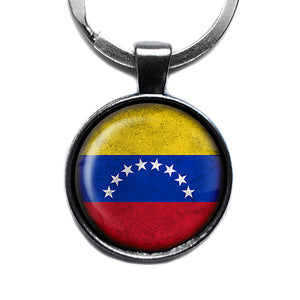 Venezuela Venezuelan Flag Antique Silver Keychain