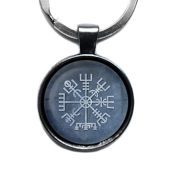Viking Runes Vegvisir Viking Compass Antique Silver Keychain