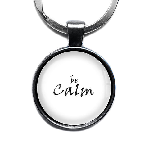 Be Calm Antique Silver Keychain