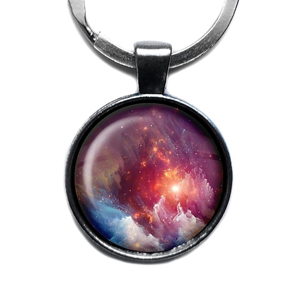 NASA Photograph Nebula Red Beauty Antique Silver Keychain
