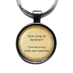 Alice in Wonderland How Long is Forever Antique Silver Keychain
