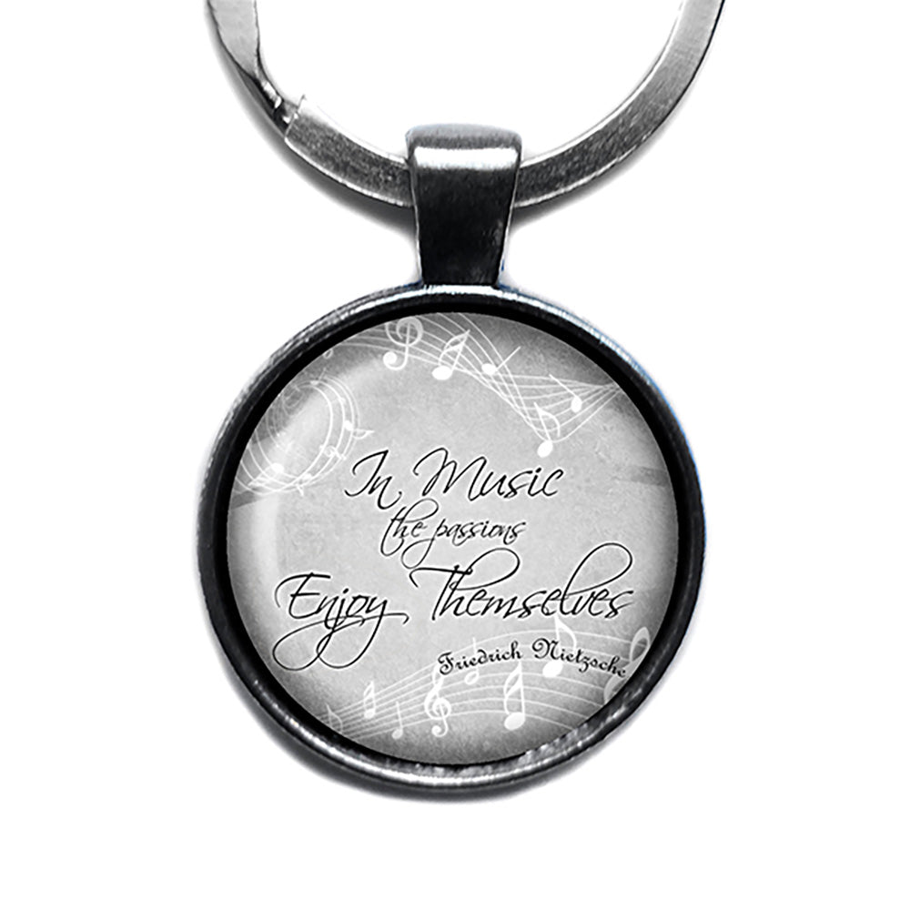 Friedrich Nietzsche In Music the Passions Enjoy Themselves Antique Silver Keychain