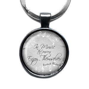 Friedrich Nietzsche In Music the Passions Enjoy Themselves Antique Silver Keychain