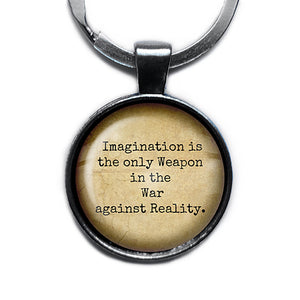 Alice in Wonderland Imagination The Weapon in the War Against Reality Antique Silver Keychain