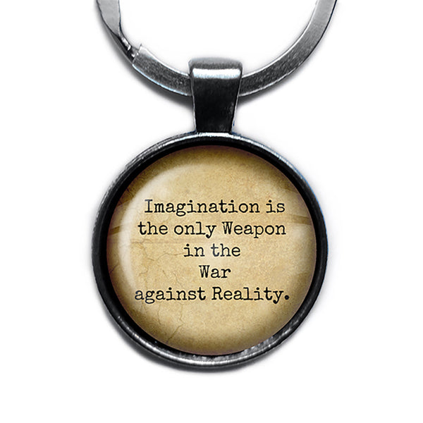 Alice in Wonderland Imagination The Weapon in the War Against Reality Antique Silver Keychain