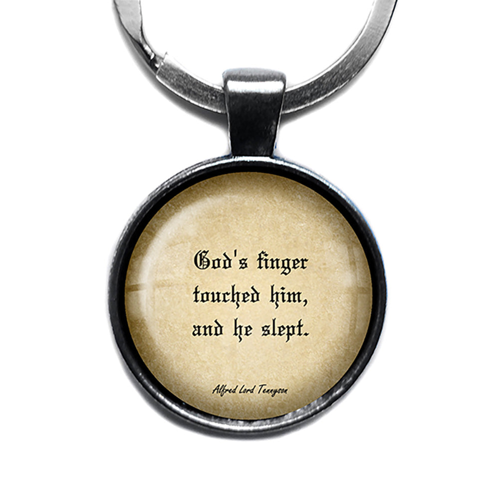 Alfred Lord Tennyson God's Finger Touched Him and He Slept Antique Silver Keychain