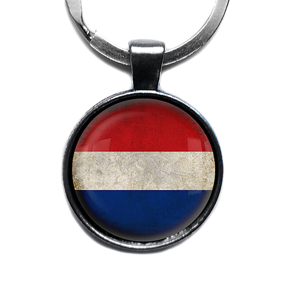 Holland Netherlands Flag Antique Silver Keychain