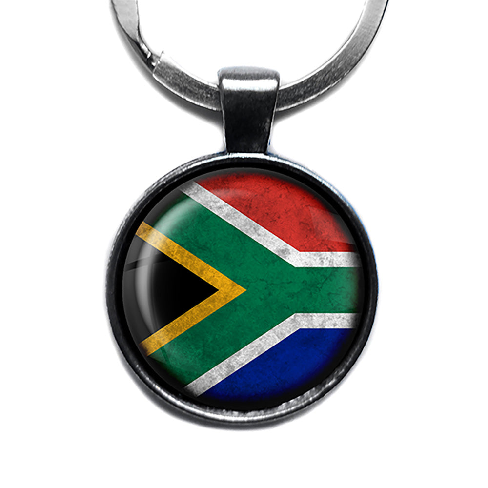 South Africa South African Flag Antique Silver Keychain