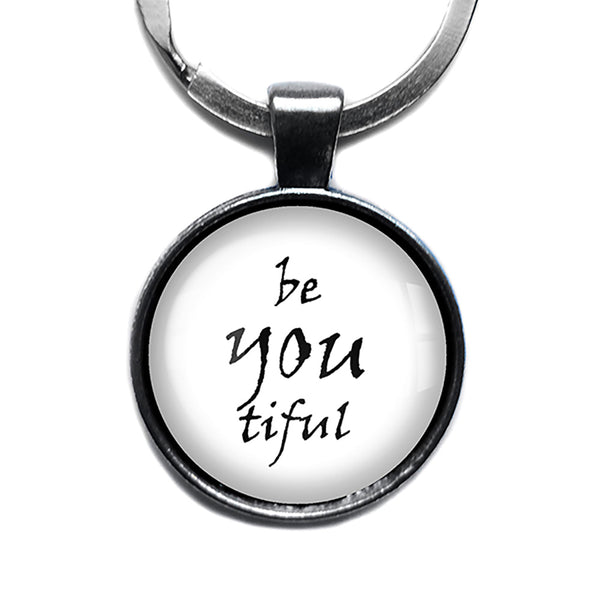Be You Tiful Beautiful Antique Silver Keychain