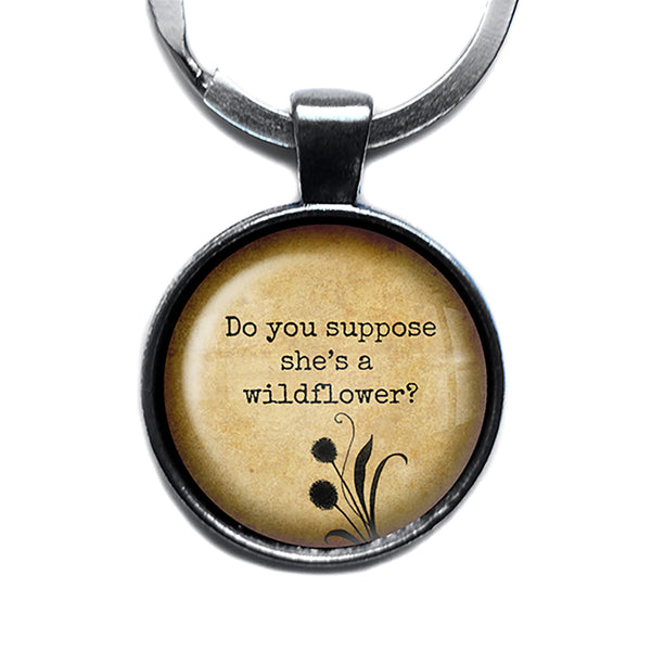 Alice in Wonderland Do you Suppose she's a Wildflower Antique Silver Keychain