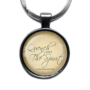 Thessalonians 5:19 Quench not the Spirit King James Version KJV Bible Antique Silver Keychain