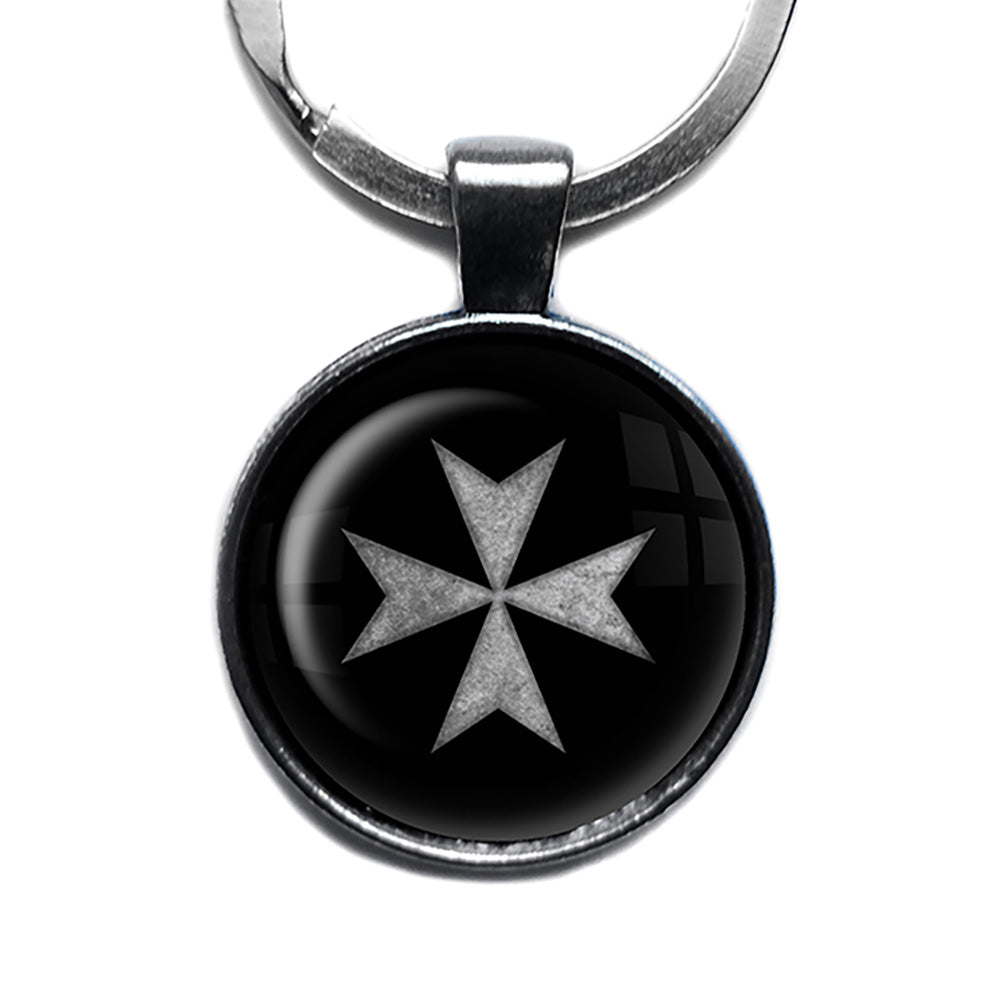 Worn Knights of Malta Hospitalier Hospitaller Antique Silver Keychain