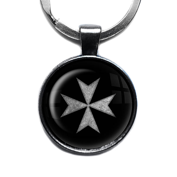 Worn Knights of Malta Hospitalier Hospitaller Antique Silver Keychain
