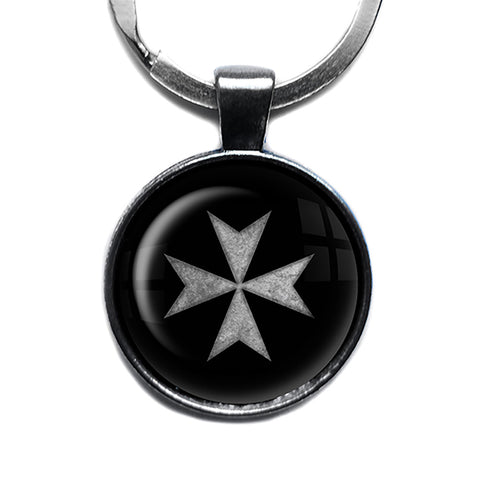 Worn Knights of Malta Hospitalier Hospitaller Antique Silver Keychain