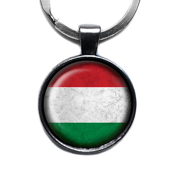 Hungary Hungarian Flag Antique Silver Keychain