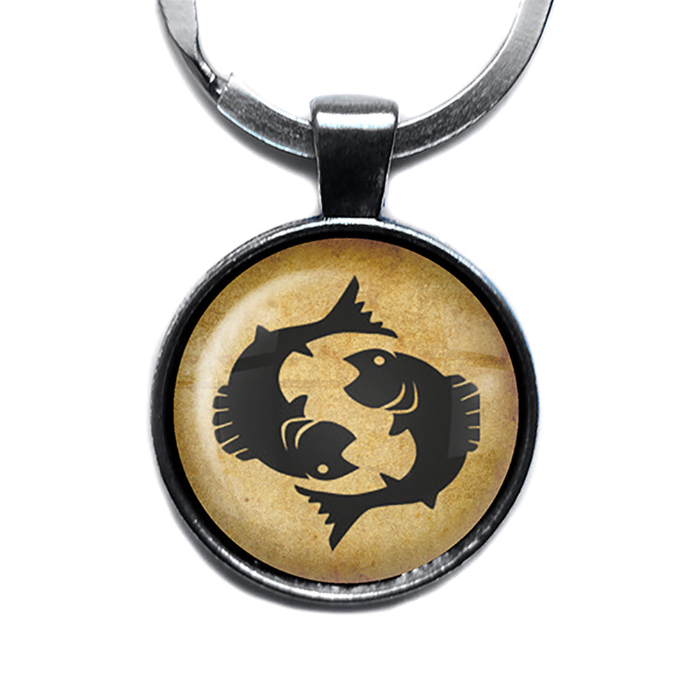 Astrology Zodiac Sign Sagittarius Antique Silver Keychain