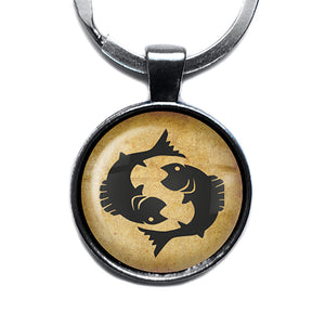 Astrology Zodiac Sign Sagittarius Antique Silver Keychain