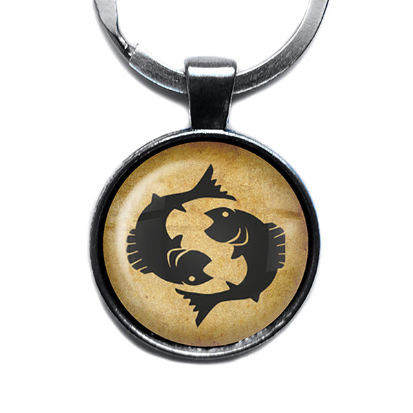 Astrology Zodiac Sign Sagittarius Antique Silver Keychain