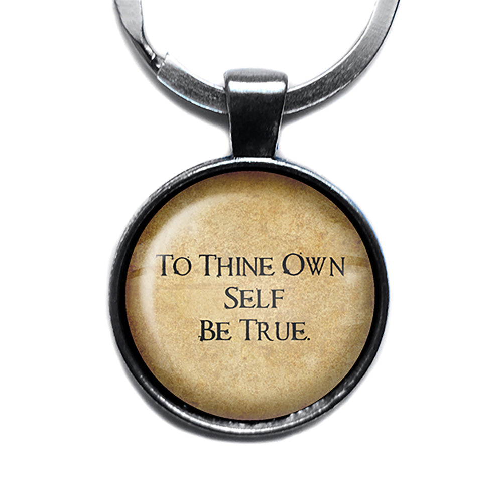 William Shakespeare To Thine Own Self be True Antique Silver Keychain