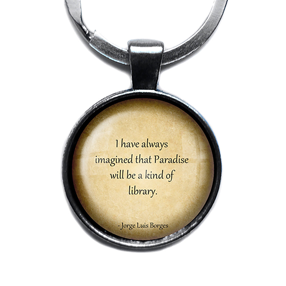 Alice in Wonderland Curiouser and Curiouser Antique Silver Keychain