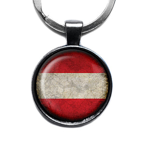 Austria Austrian Österreich Flag Antique Silver Keychain