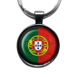 Portugal Portuguese Flag Antique Silver Keychain