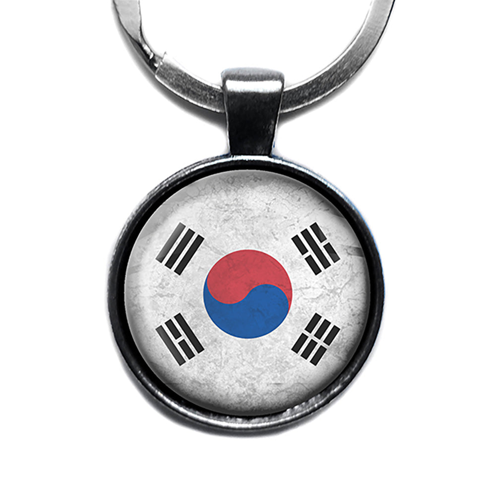 South Korea South Korean Flag Antique Silver Keychain
