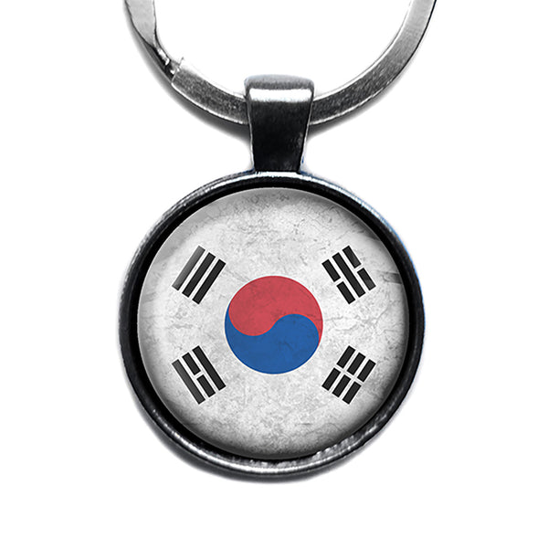 South Korea South Korean Flag Antique Silver Keychain