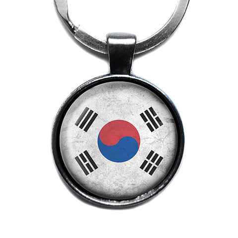 South Korea South Korean Flag Antique Silver Keychain