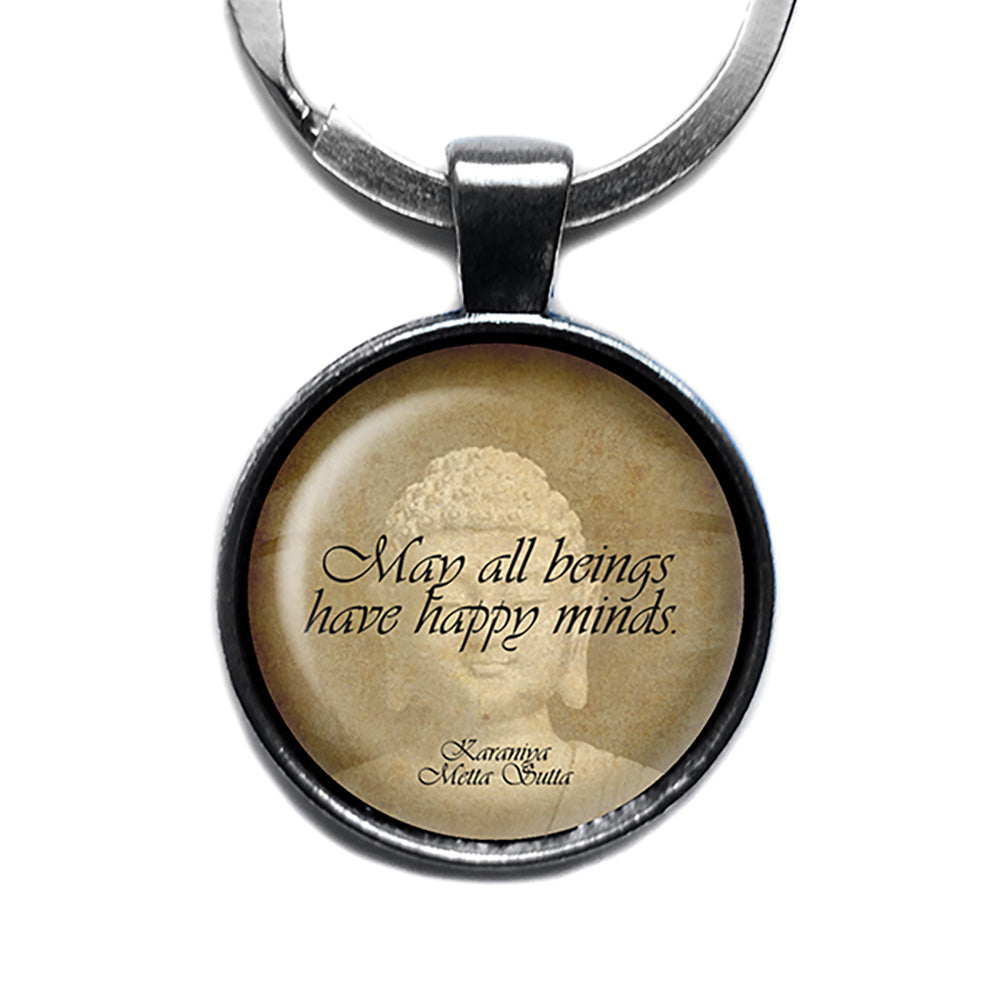 The Buddha Karaniya Metta Sutta Happy Minds Antique Silver Keychain