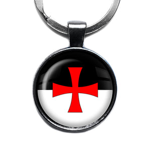 Knights Templar Battle Flag Standard Antique Silver Keychain
