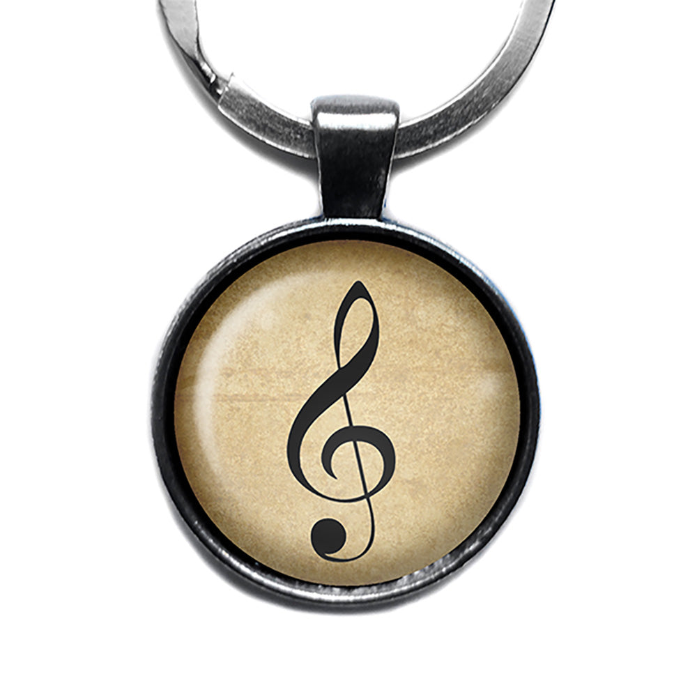 Sheet Music Musical Note Antique Silver Keychain