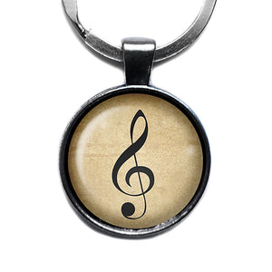 Sheet Music Musical Note Antique Silver Keychain