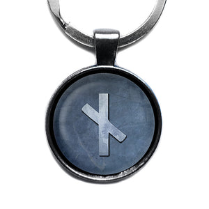 Viking Runes Elder Futhark N Nauthiz Neccesity Antique Silver Keychain