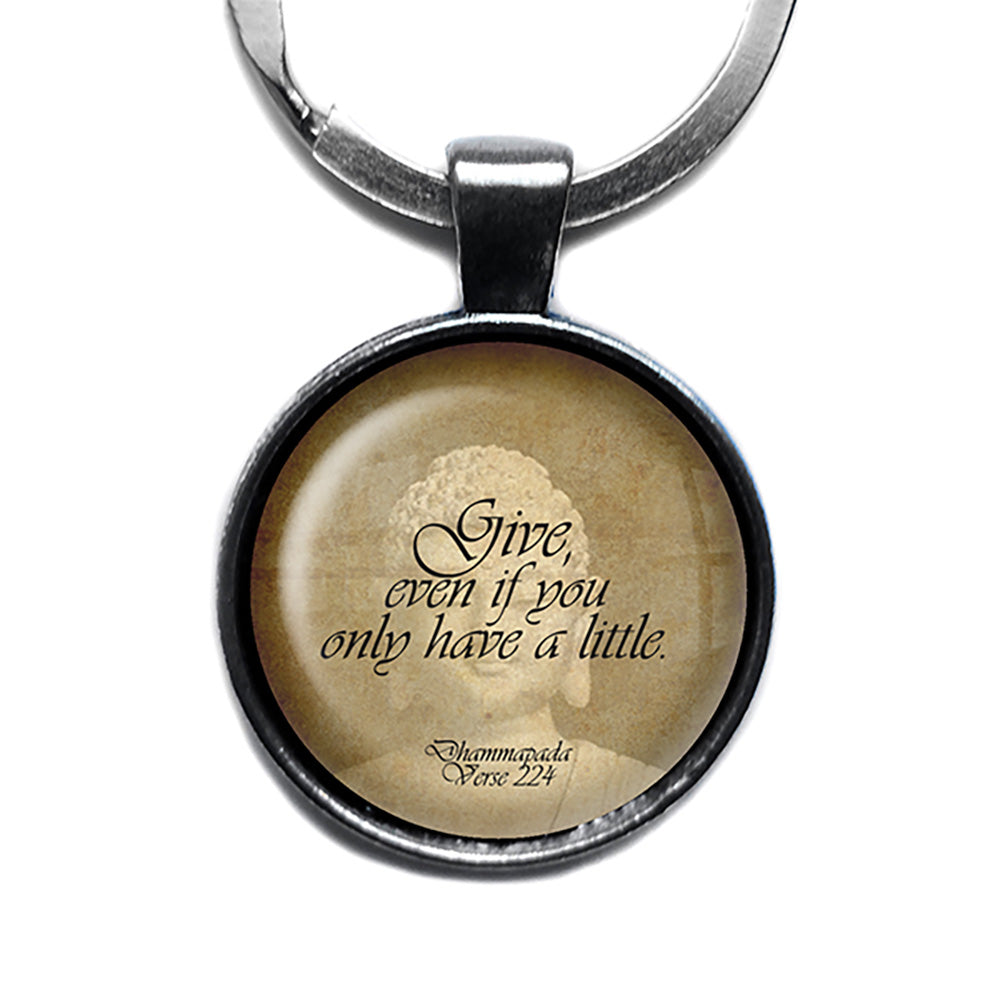 The Buddha Dhammapada Verse 224 Give Antique Silver Keychain