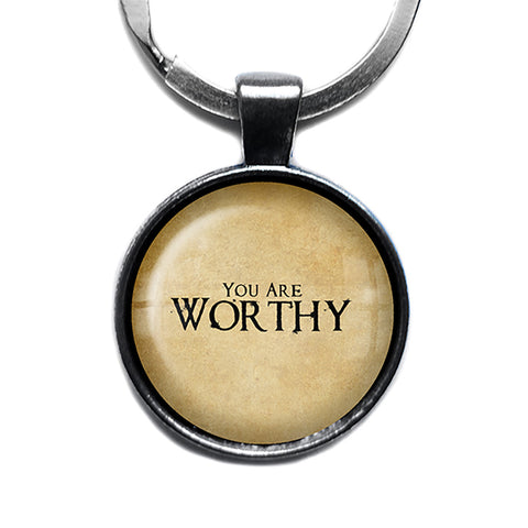 You are Worthy Antique Silver Keychain