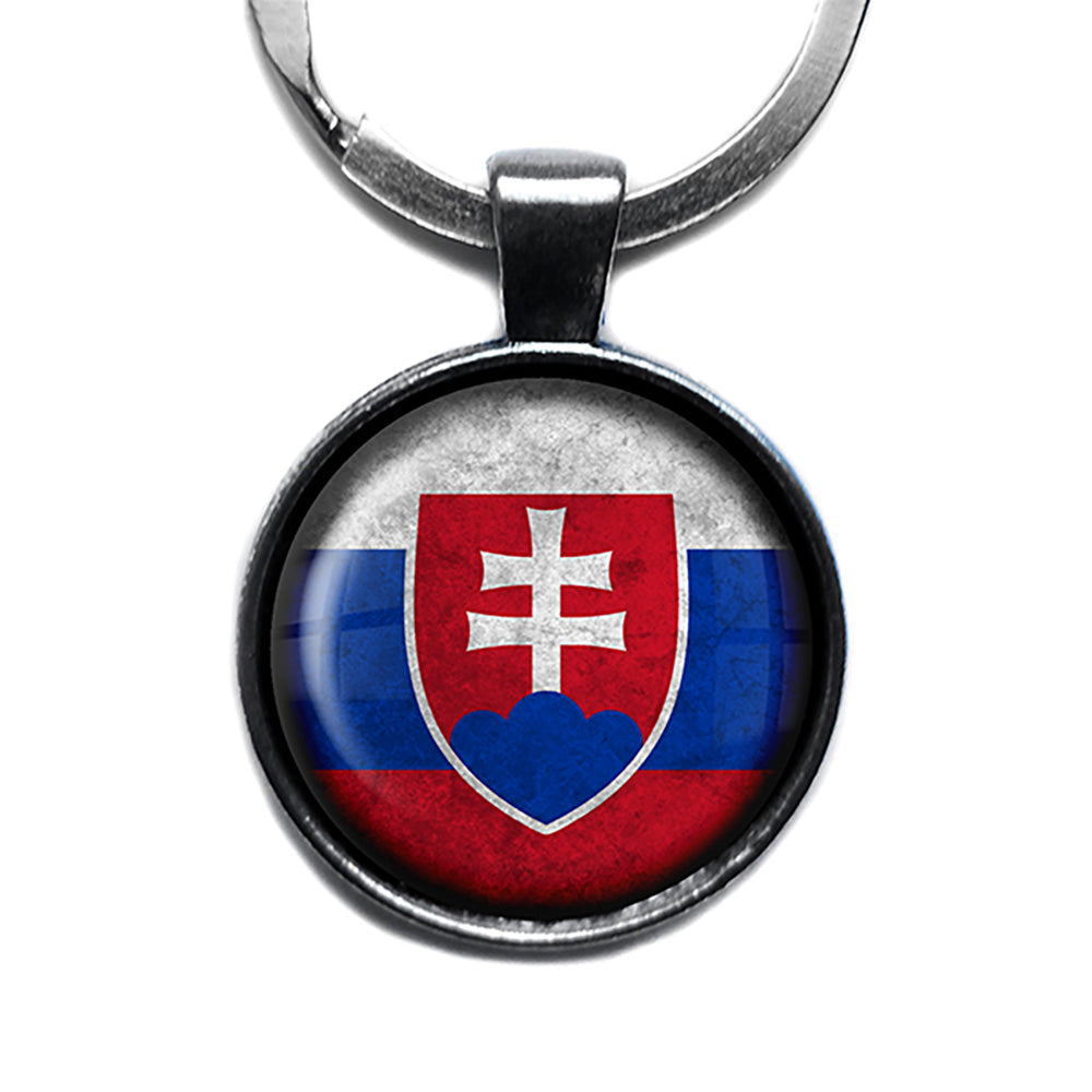 Slovakia Slovakian Flag Antique Silver Keychain