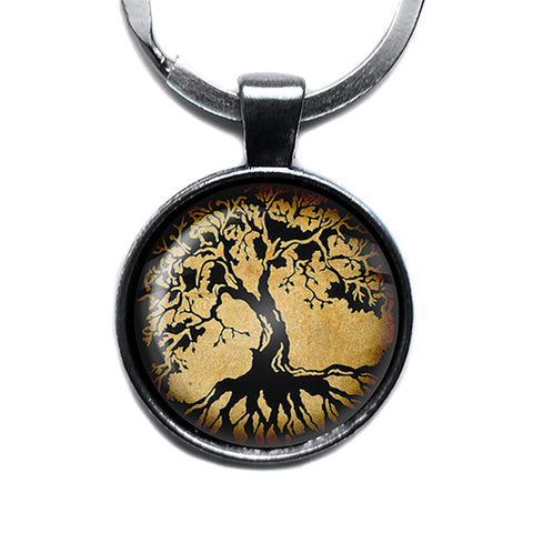 Tree of Life Nature Antique Silver Keychain