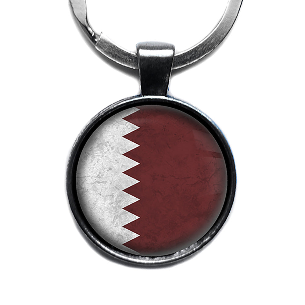 Qatar Qatari Flag Antique Silver Keychain