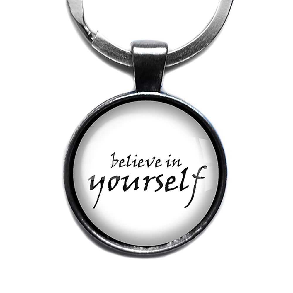 Believe in Yourself Antique Silver Keychain