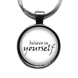 Believe in Yourself Antique Silver Keychain